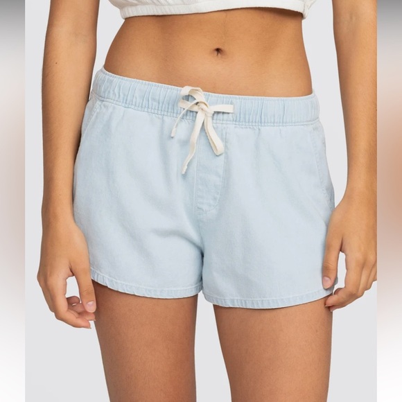 Roxy Go to the Beach Women's Shorts in Medium Blue 100% Cotton - Picture 1 of 14
